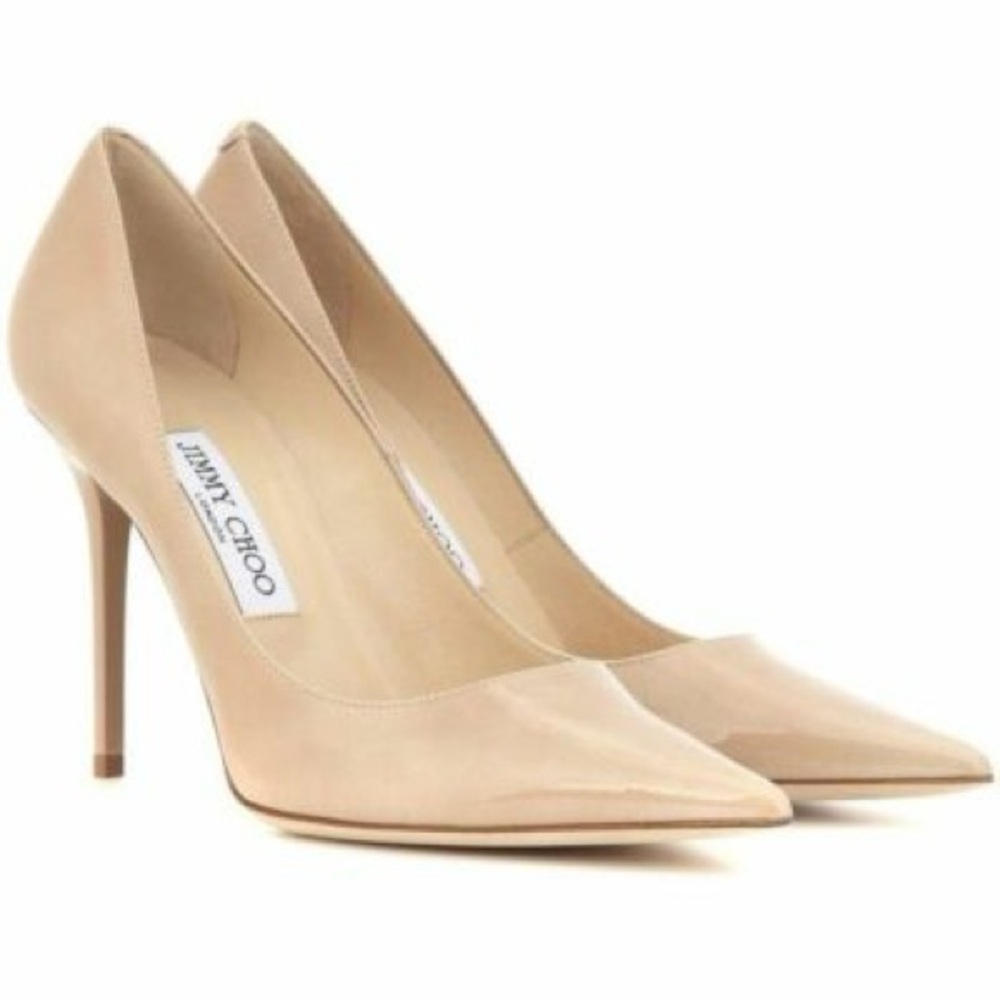 Jimmy Choo Abel Patent Leather Nude Pumps 36.5